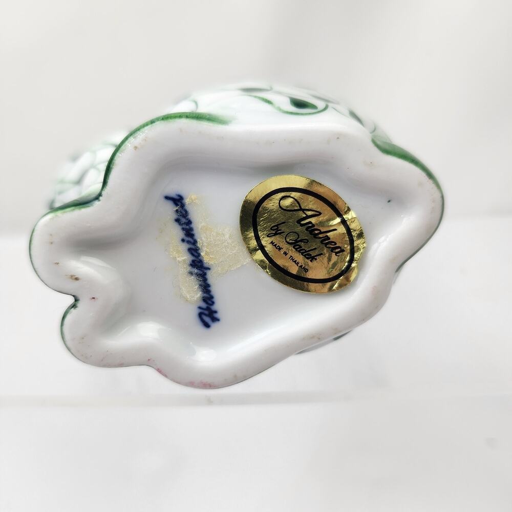 Andrea by Sadek Rabbit Figurine Green Fishnet Herend Style Bunny~Hand Painted - Picture 6 of 7